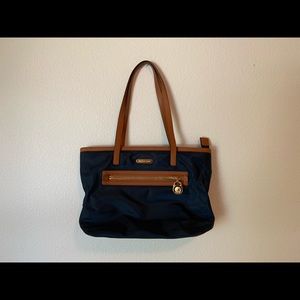 Navy Blue/Brown Michael Kors Purse -13” x 10” x 5”